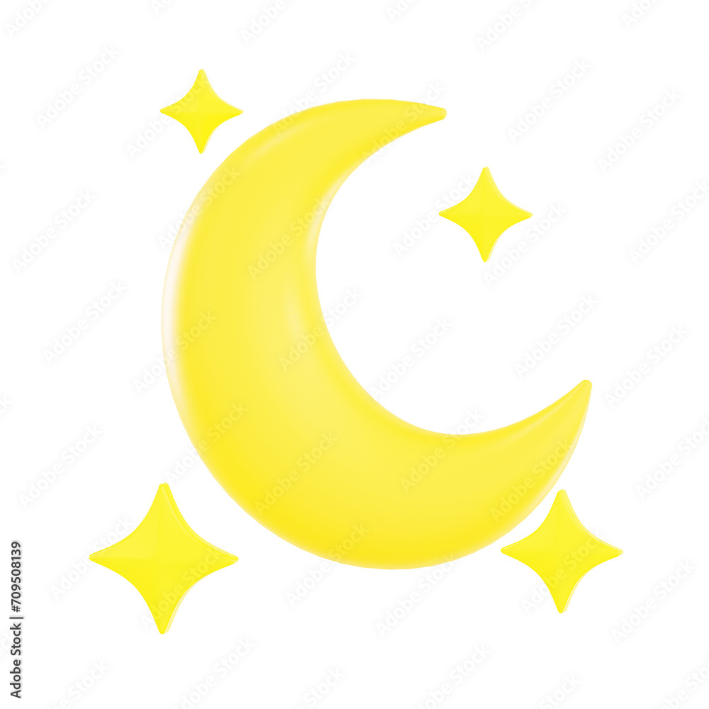 3d moon and stars, 3d render icon illustration, transparent background, weather 3d moon and stars, 3d render icon illustration, transparent background, weather