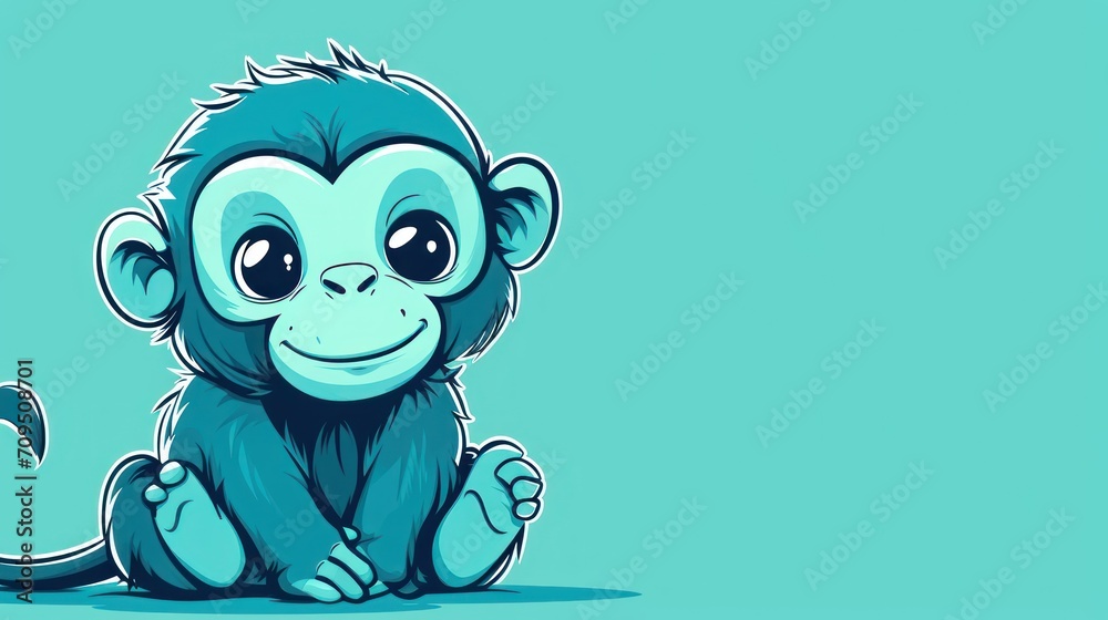  a cartoon monkey sitting on the ground with the letter c in the middle of it's legs and eyes.
