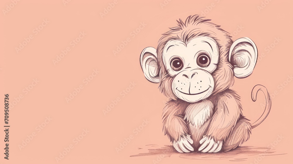  a drawing of a monkey sitting on the ground with a pink background and a pink background with a pink background and a drawing of a monkey sitting on the ground.