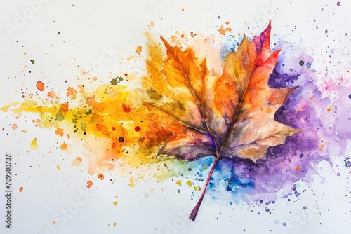 leaf is painted with vibrant shades of orange, reds greens and yellows to depict the changing colors during the fall season