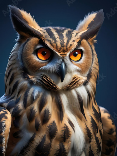 Eurasian Eagle-Owl - High-Quality 8K Render with Dramatic Gradient Background Gen AI photo
