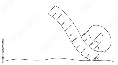 Tape measure One line drawing isolated on white background