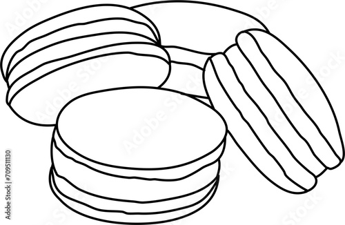 Four Macaroons Outline Vector Illustration