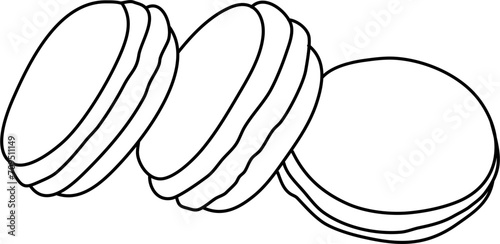 Three Macaroons Outline Vector Illustration