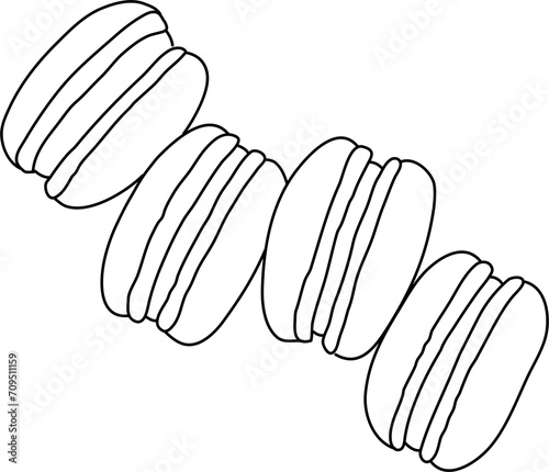 Four Macaroons Outline Vector Illustration