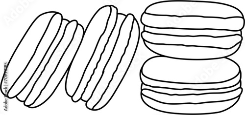Four Macaroons Outline Vector Illustration