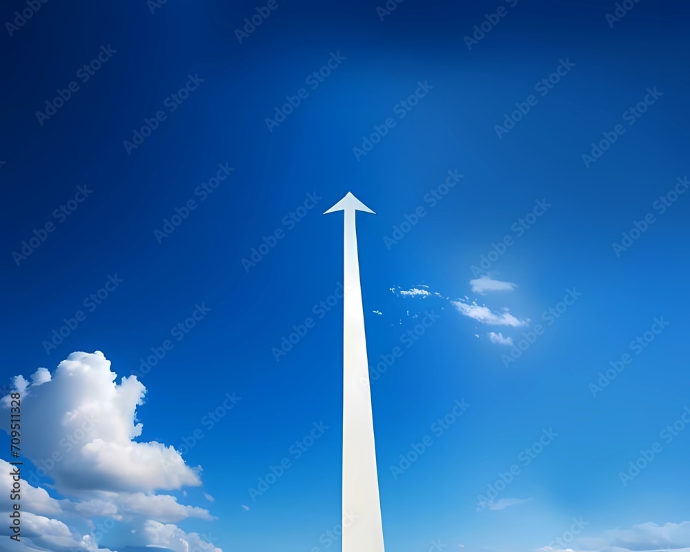青空と未来を目指す白い矢印 青空と未来を目指す白い矢印