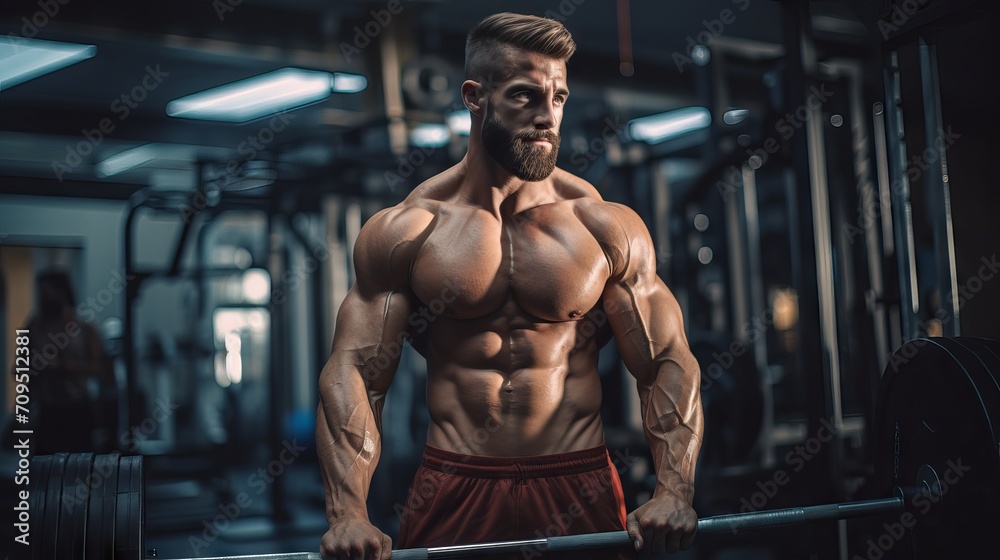 Muscular bodybuilders exercising in gym - fitness and bodybuilding concept with athletic men pumping up muscles Muscular bodybuilders exercising in gym - fitness and bodybuilding concept with athletic men pumping up muscles