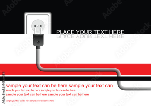 Poster with vectric plug. Vector illustration