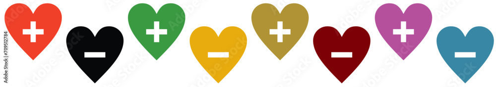 Obraz premium Heart shape with plus and minus inside vector