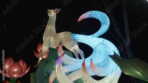 Nine tailed fox lantern display to celebrate Chinese New Year photo