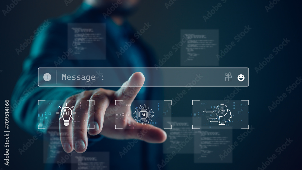 Ai technology, Artificial Intelligence. Man using technology smart