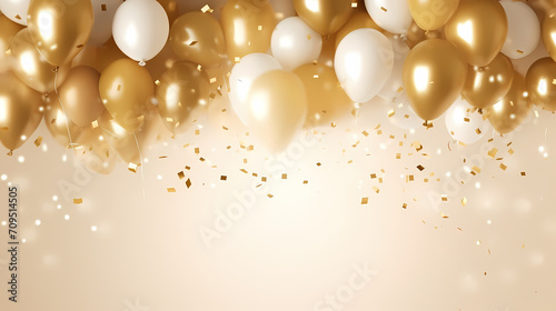 Party balloons, birthday decoration background, anniversary, wedding, holiday with space for text