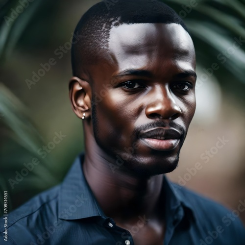 headshot of an Attractive handsome young black african american man
