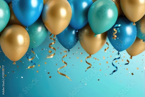 all colors balloons  confetti  background with empty space  text  image  mockup. Independence Day  celebration  4th of July or birthday party or concert  new year or Christmas 