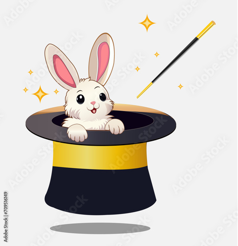 Black magic hat with bunny