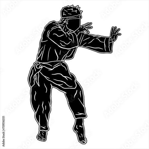 pencak silat silhouette pose vector