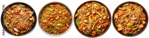 top view of plates with Chicken Chow Mein photo