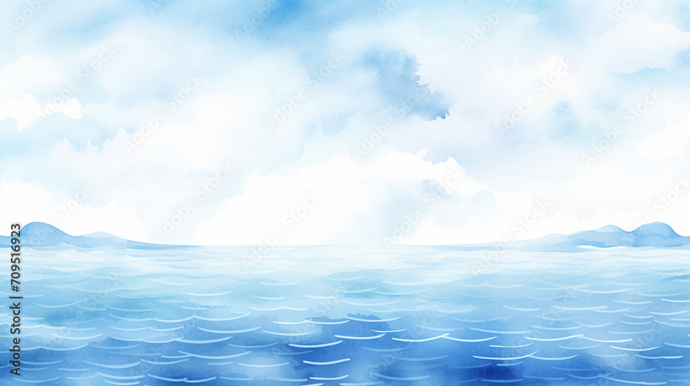 Fototapeta premium Abstract blue watercolor background.Hand painted watercolor. AI