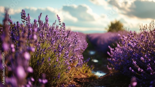Lavender field at sunset in Provence, France.