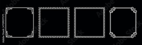 Set of decorative frames Elegant vector element for design in Eastern style, place for text. Floral black and white borders. Lace illustration for invitations and greeting cards.