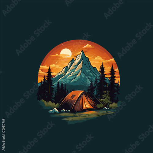 Camping outdoor logo design vector illustration