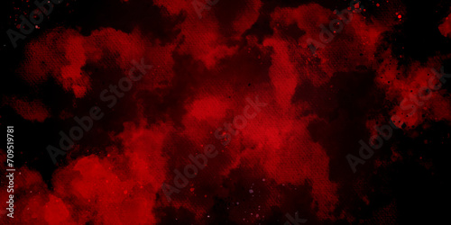 Dark red watercolor wall grunge texture concrete background. vintage dirty wall cracked Scary Red and black horror backdrop background. Dark grunge red concrete. Dark Red horror scary background.