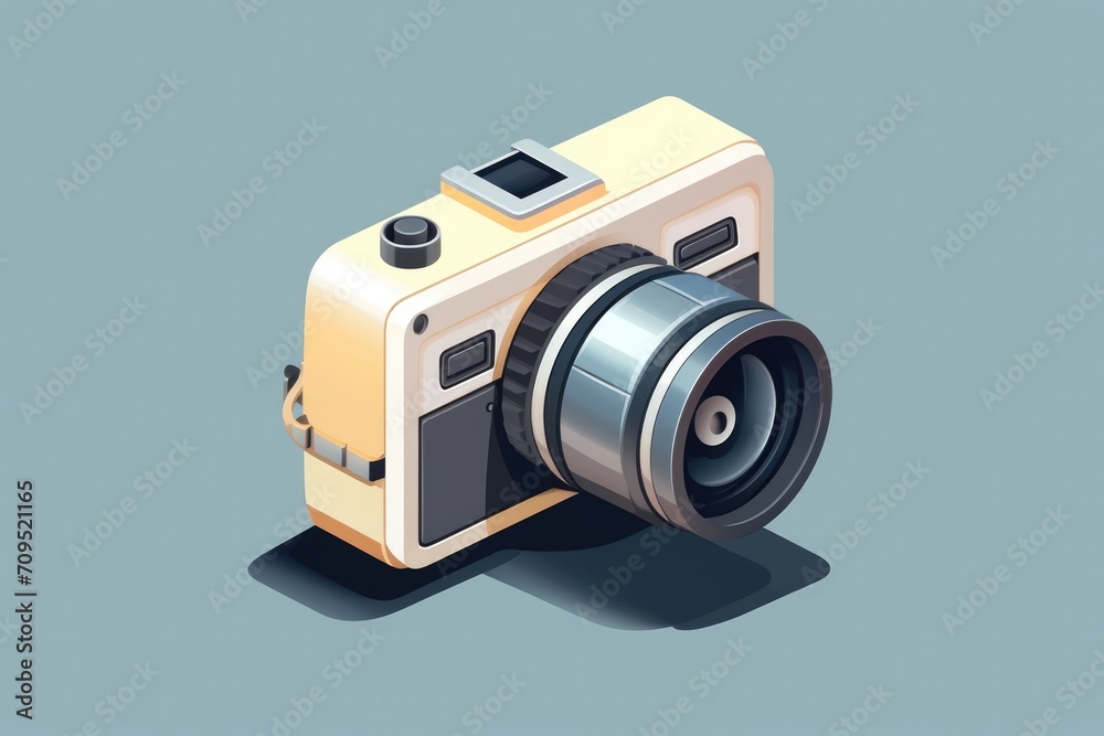 Fototapeta premium Colorful 3D cartoon camera isometric