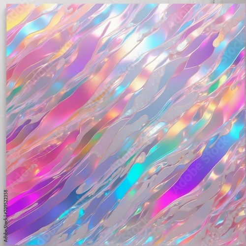 Illustration, postcard: abstract holographic backgrounds with rainbow gradient. 