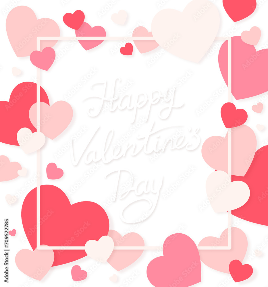 Valentine's Day illustration with heart frame and lettering