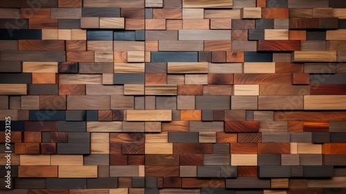 Wooden blocks stacked as wall. Created with Ai