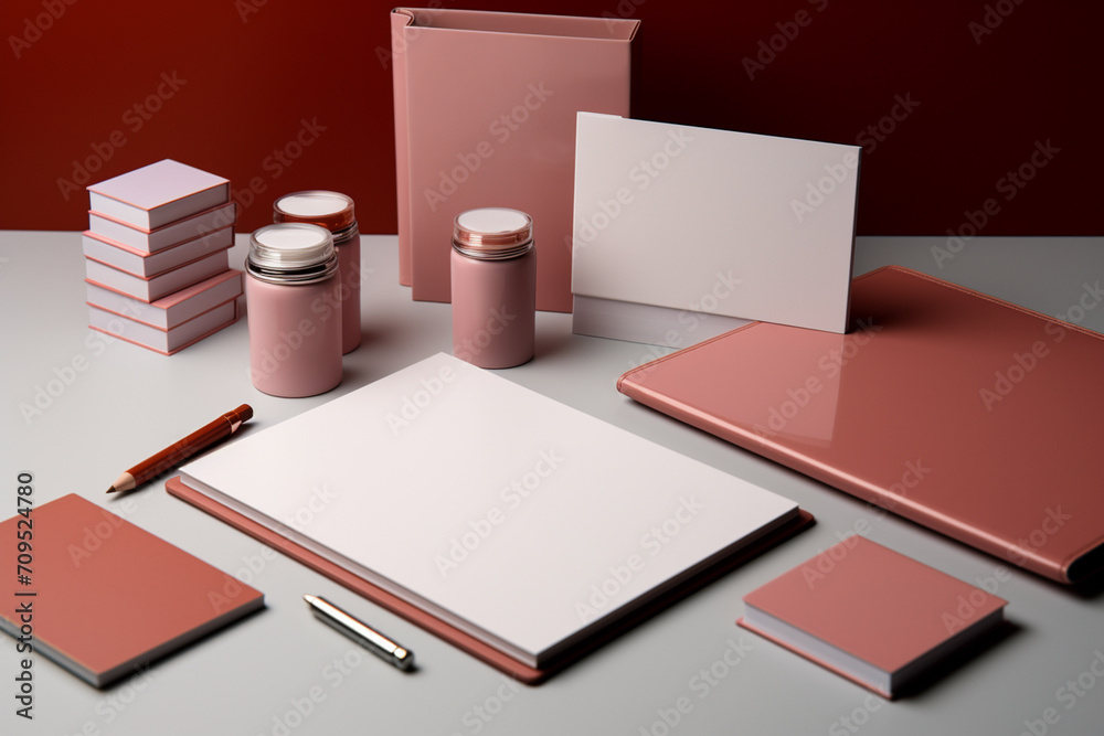 Blank Stationery Set Mockup created with Generative AI Blank Stationery Set Mockup created with Generative AI