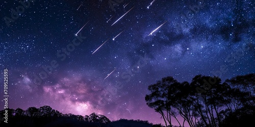 美しい夜空と流れ星のイメージ01 photo