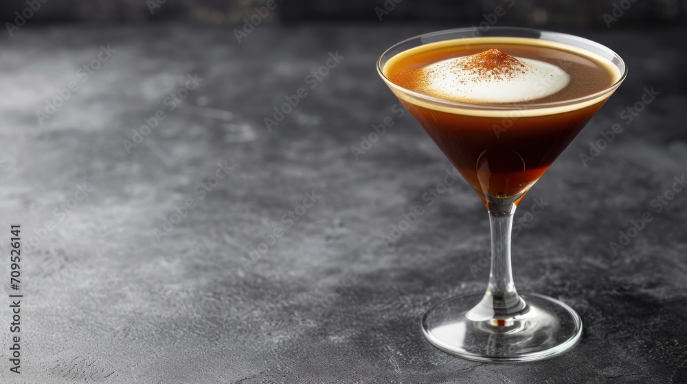 a close up of a drink in a wine glass on a table with a black table cloth and a black background. a close up of a drink in a wine glass on a table with a black table cloth and a black background.