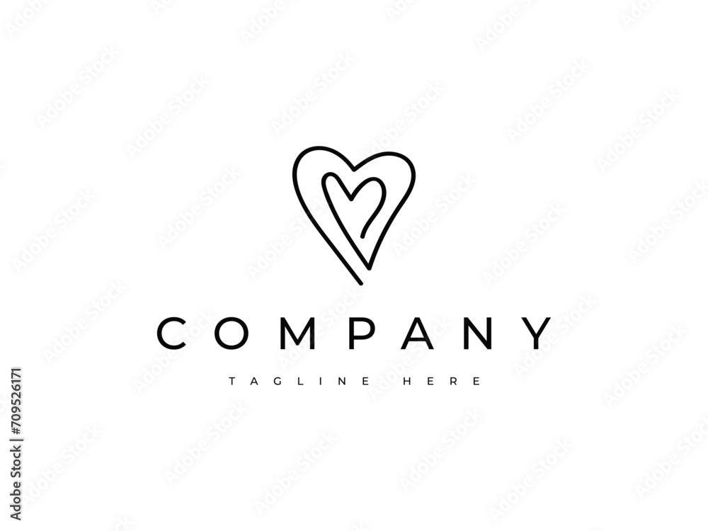 abstract love hand drawn line logo design abstract love hand drawn line logo design