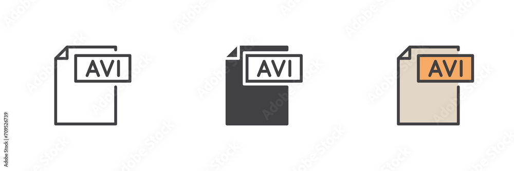 AVI file different style icon set AVI file different style icon set