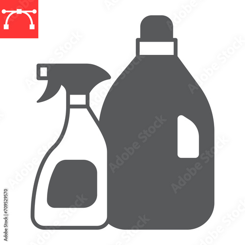 Cleaning products glyph icon, grocery store and household chemical, washing gel vector icon, vector graphics, editable stroke solid sign, eps 10.