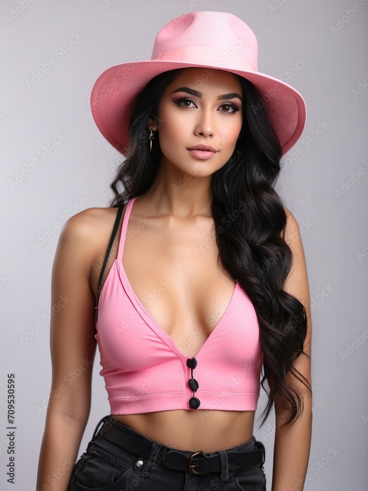Portrait of beautiful women, long black hair, tshirt model posing in white background, Portrait of beautiful women, long black hair, tshirt model posing in white background,