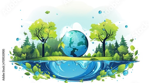 World Water Day, water conservation cartoon,generated with AI.