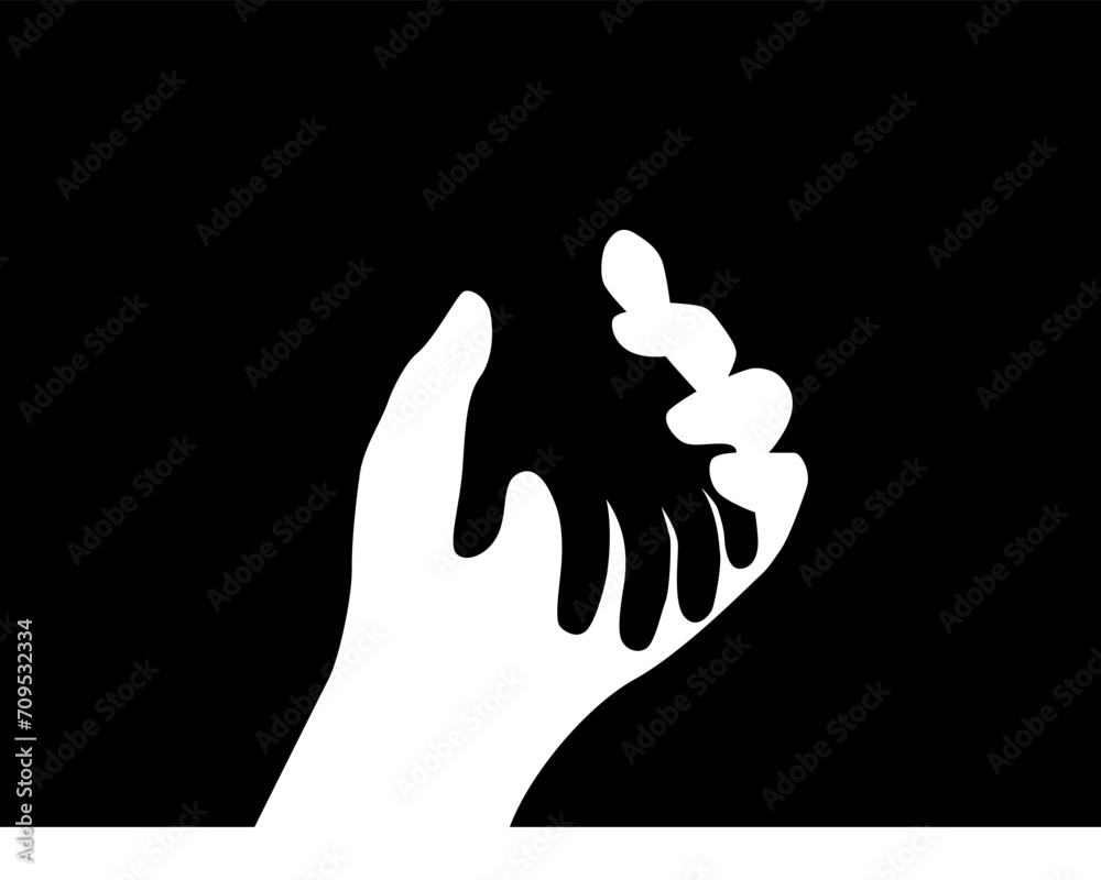 Close up of holding hands child silhouette vector. Close up of holding hands child silhouette vector.