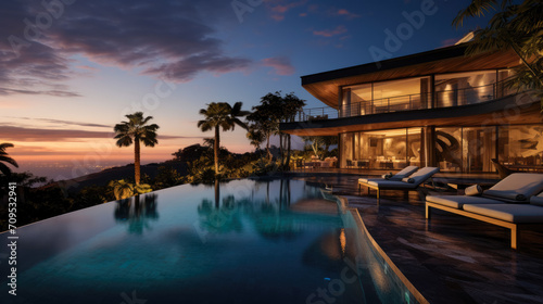 day lights Photograph an opulent villa escape  infinity pool vistas  panoramic landscapes  lavish interiors  elite amenities  secluded indulgence  sumptuous luxury  ultimate relaxation sanctuaries 