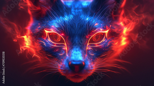 colored fox mask glow is displayed on a solid background
