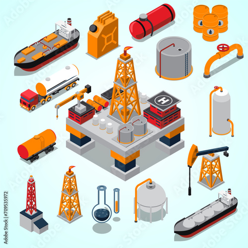 oil gas isometric set