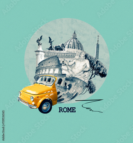 Photography Rome famous landmarks collage