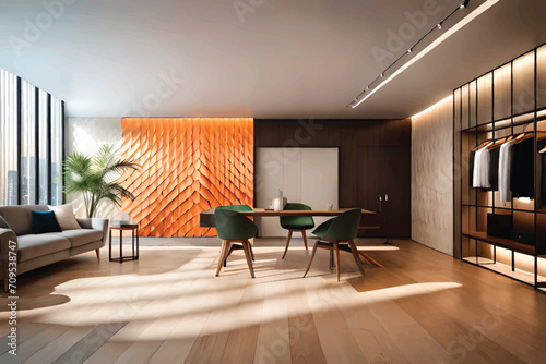 modern living room with fireplace
