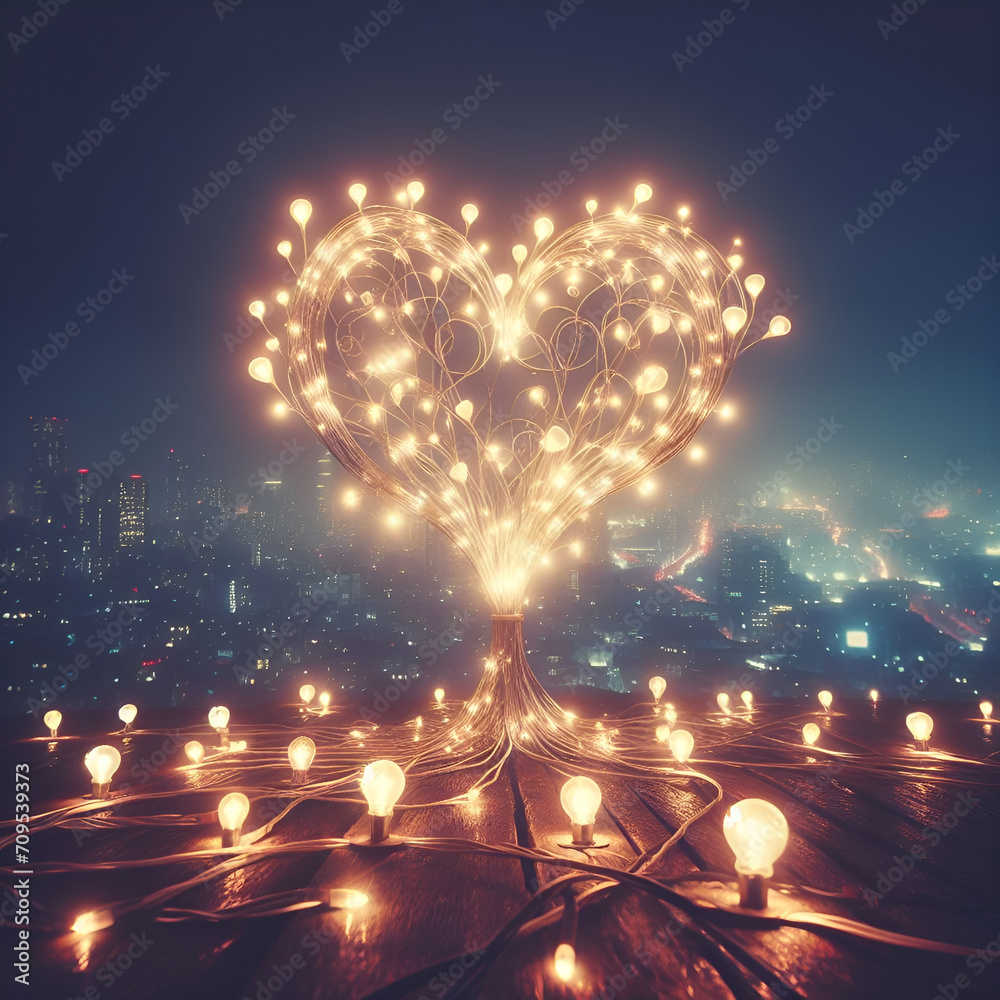 heart shaped light bulb.
Generative AI heart shaped light bulb.
Generative AI