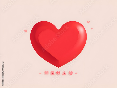 Red heart valentine on pink background,ai generative