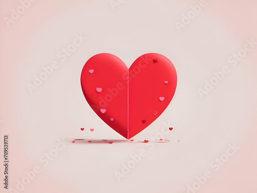 Red heart valentine on white background,ai generative