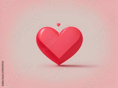 Red heart valentine on pink background,ai generative 