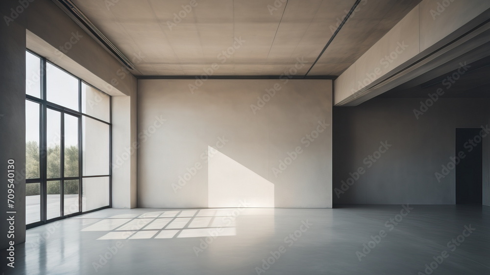 Interior background of empty room with stucco wall, plant and closed door Interior background of empty room with stucco wall, plant and closed door
